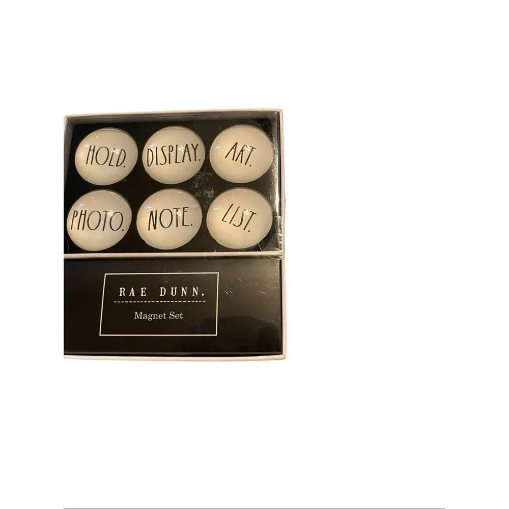 New Rae Dunn Hold Display Art Photo Note List 6 Piece Glass Dome Magnet Set